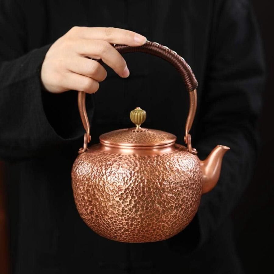 Koperen Ketel Theepot Koper Thee Zetten Ambachtelijk Ontwerp Grote Capaciteit Rood
