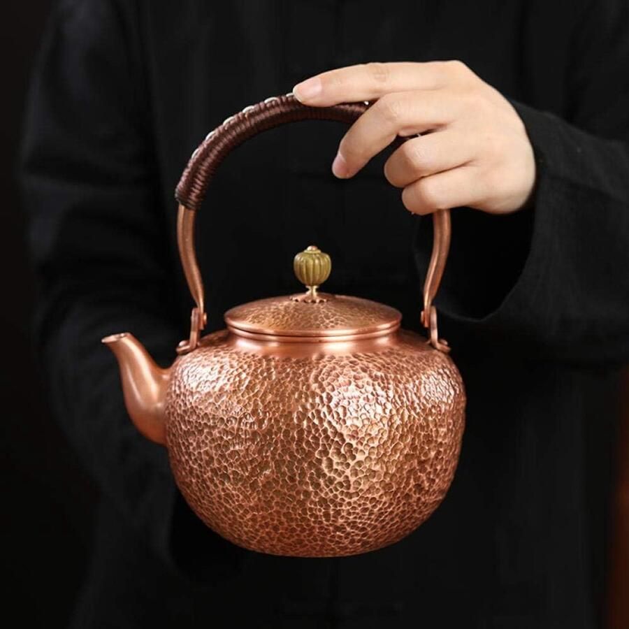 Koperen Ketel Theepot Waterkoker Thee Zetten Ambachtelijk Ontwerp Grote Capaciteit Rood