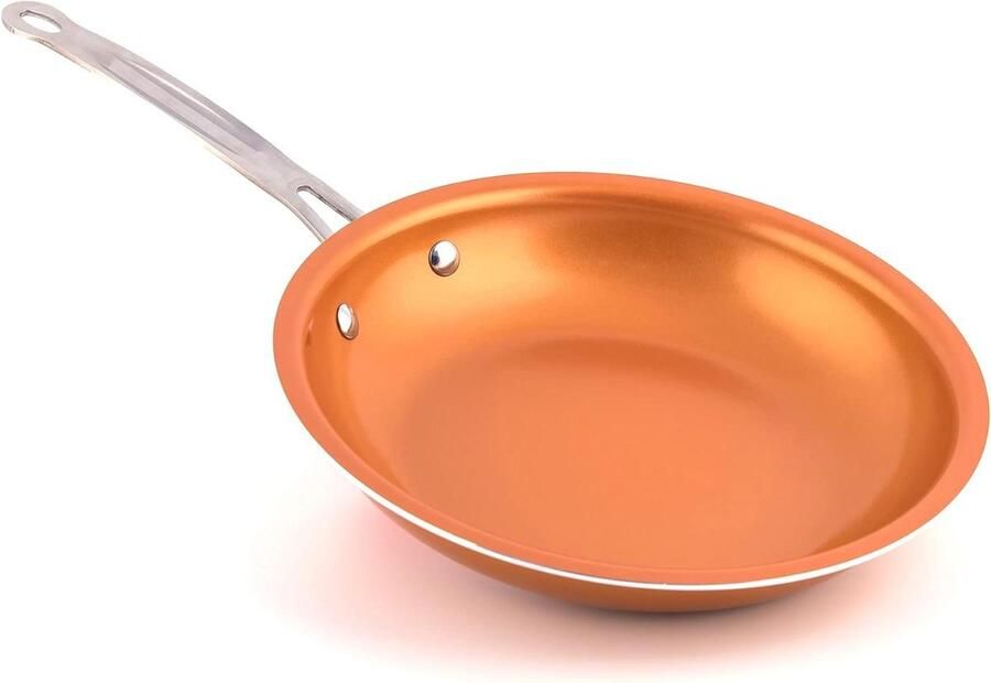 Koperen Koekenpan Antiaanbak Pan Gezond Koken Snelle Gelijkmatige Verhitting 24 cm Diameter Koperkleurig