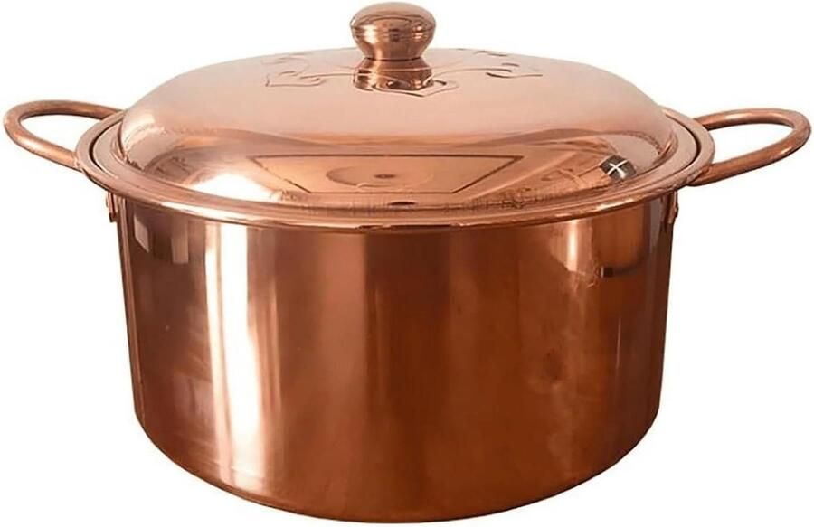 Koperen Koekenpan met Deksel Koken en Bakken Gelijkmatige Warmteverdeling 28 cm Koperkleurig