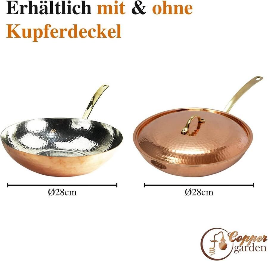 Koperen Koekenpan Wok Pan Veelzijdig Koken Optimale Warmtegeleiding 28 cm Koper