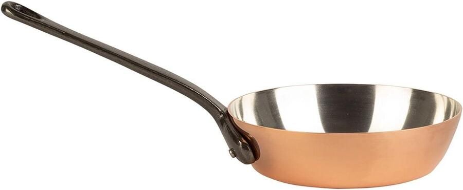 Koperen Pan Gietijzeren Handvat Koken Vlees Vis Optimale Warmteverdeling 16 cm Diameter Koper