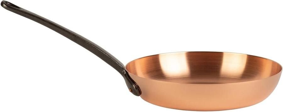 Koperen Pan Gietpan Koekenpan Koken op Inductie Handgemaakt in Frankrijk 24 cm Brons