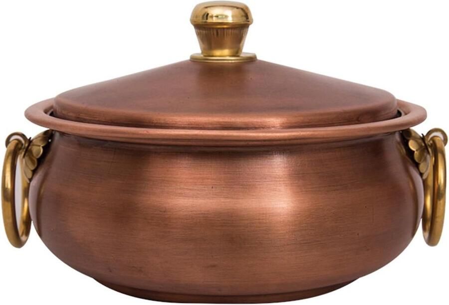 Koperen Pan Hete Pot Thuis Koken Gelijkmatige Verwarming 24 cm Diameter Koperkleurig