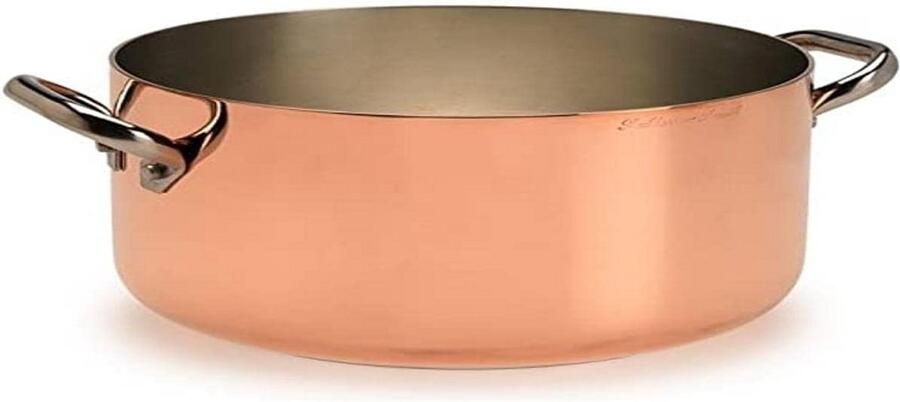 Hoge steelpan Koperen pan Koken met precisie Inductie compatibel 28 cm Gepolijst
