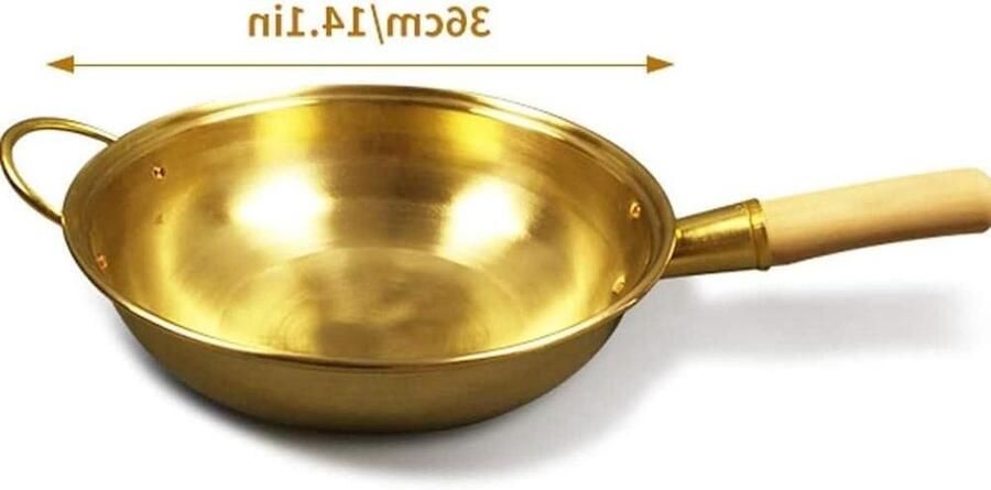 Koperen Pan Kookgerei Wok Heerlijk Koken Snelle Warmtegeleiding 36cm Koper