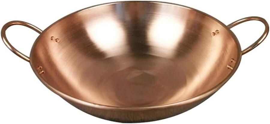 Koperen Pan Steelpan Wok Koken Thuis Dubbele Handgrepen 28 cm Koper