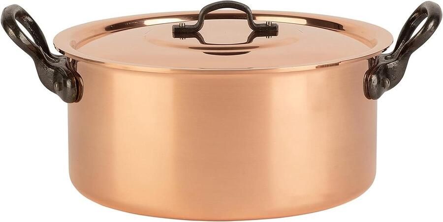Koperen Pan Stoofpan Braadpan Soepen en Stoofschotels Maken Traditioneel Handwerk 22 cm Brons