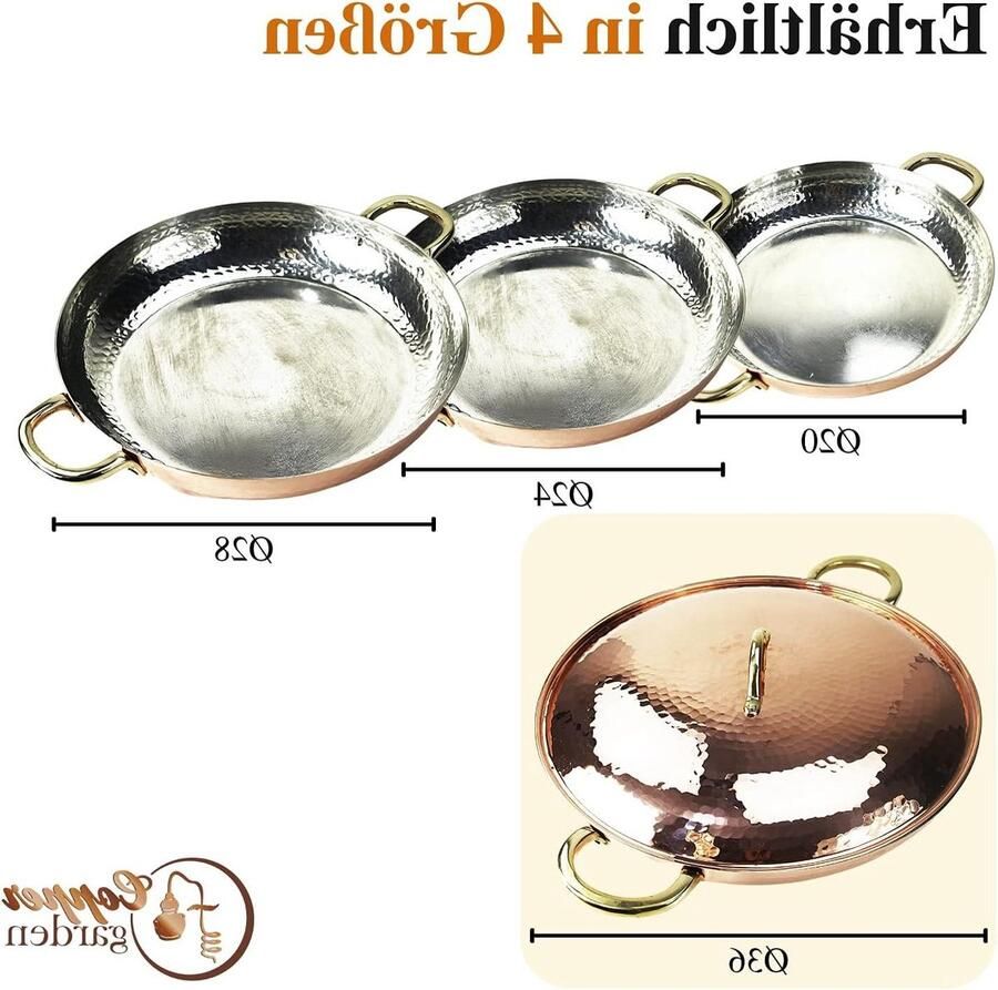 Koperen Pan XXL Sauspan met Deksel Koken en Braden Uitstekende Warmtegeleiding 36 cm Diameter Koper