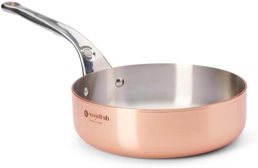 Koperen Sauteerpan Braadpan Koekenpan Professioneel Koken Dubbelwandig Koper Staal 20 cm Diameter Bruin