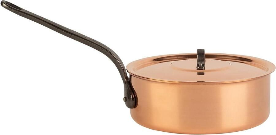 Koperen Sauteuse Stoofpan Deksel Klassiek Koken Gietijzeren Handvat Ø 20 cm Koper