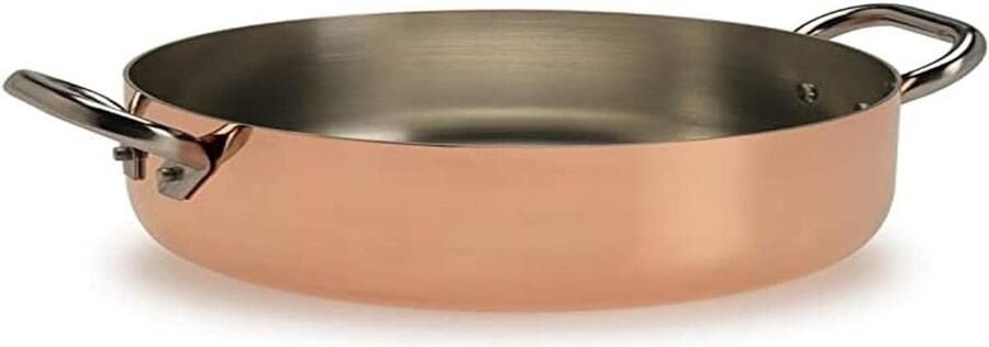 Koperen Steelpan Kookpan Sauspan Koken op Inductie Snelle Warmtegeleiding 28 cm Diameter Metaal