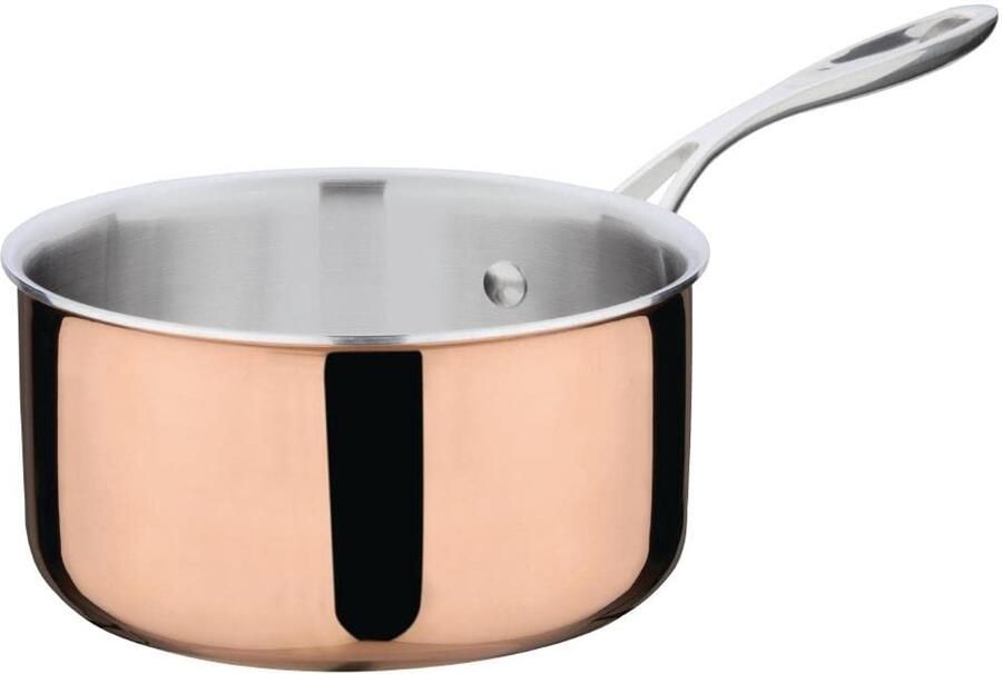 Koperen steelpan Sauspan Koken aanrecht Tri-wall constructie 180mm diameter Zilver