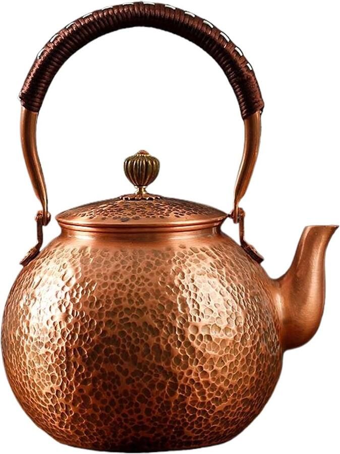 Koperen Theeketel Waterkoker Keuken Thee Zetten Handgemaakt Gehamerd 21 x 10 x 10 cm Koperkleurig