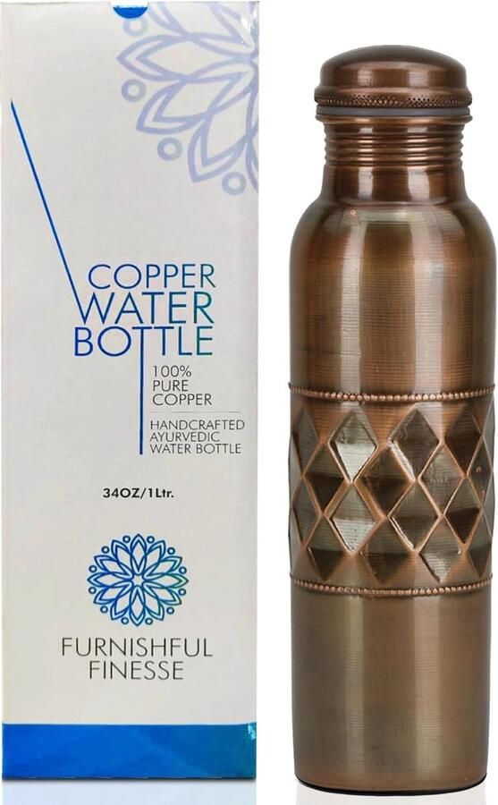 Koperen waterfles om te drinken 1 stuk antiek