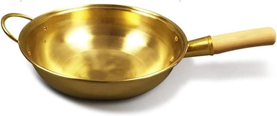 Koperen Wok Koekenpan Koken Snelle warmtegeleiding 34 cm Koperkleurig