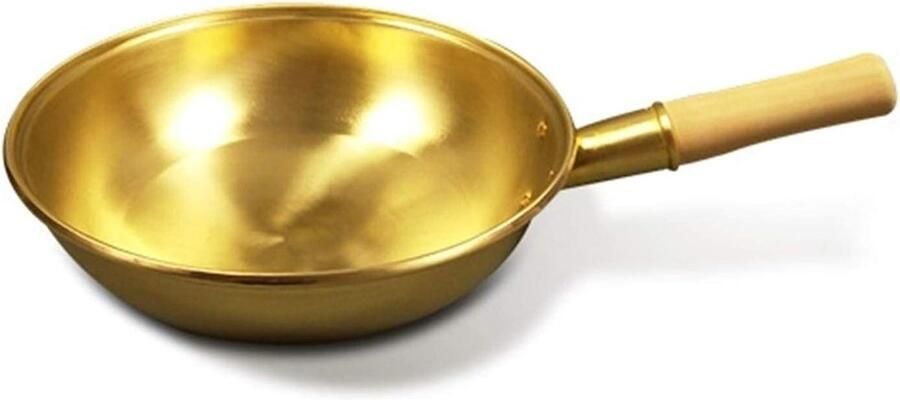 Koperen Wok Pan Koekenpan Aziatisch Koken Handgemaakt Gietijzer 32cm Koper