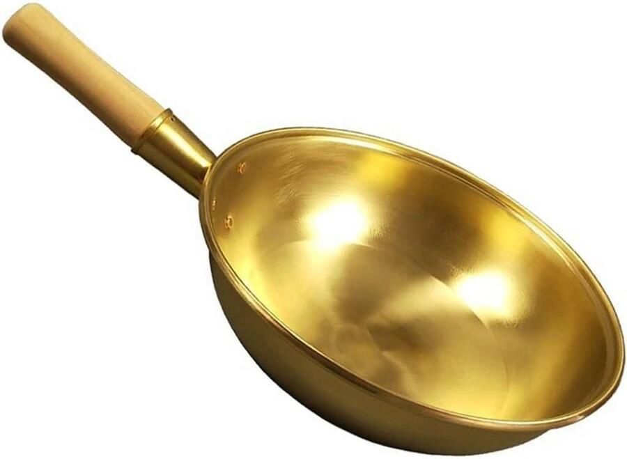 Koperen Wok Pan Koekenpan Messing Lekker Koken Snelle Warmtegeleiding 32cm Koper
