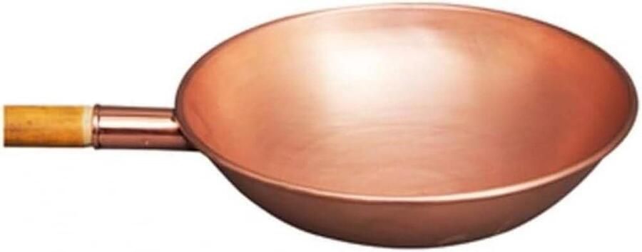 Koperen Wok Roerbakpan Veelzijdig Koken Rookloos Koken 32-36 cm Koperkleurig