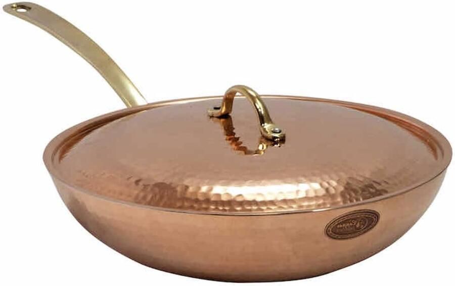 Koperen Wokpan Koekenpan Koper Allround Koken Tin Gevoerd 28 cm Koper