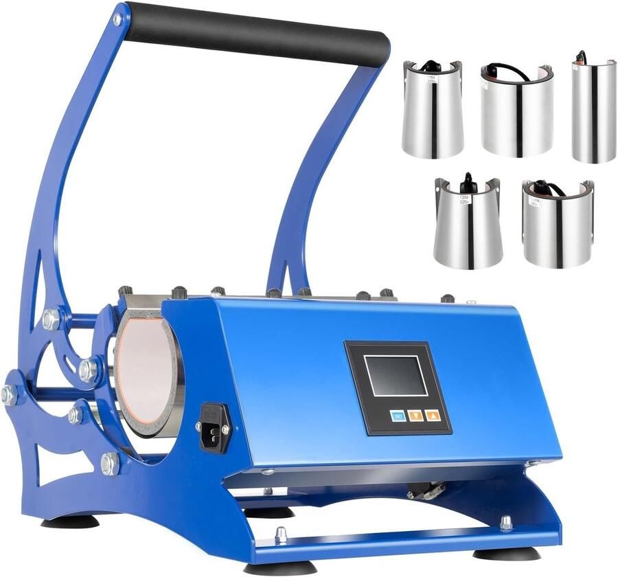 Kopjespers 6-in-1 Mokkenwarmer Hittepers DIY Ontwerpen 600W Krachtig Vermogen 0-200°C Instelbaar Blauw Zwart