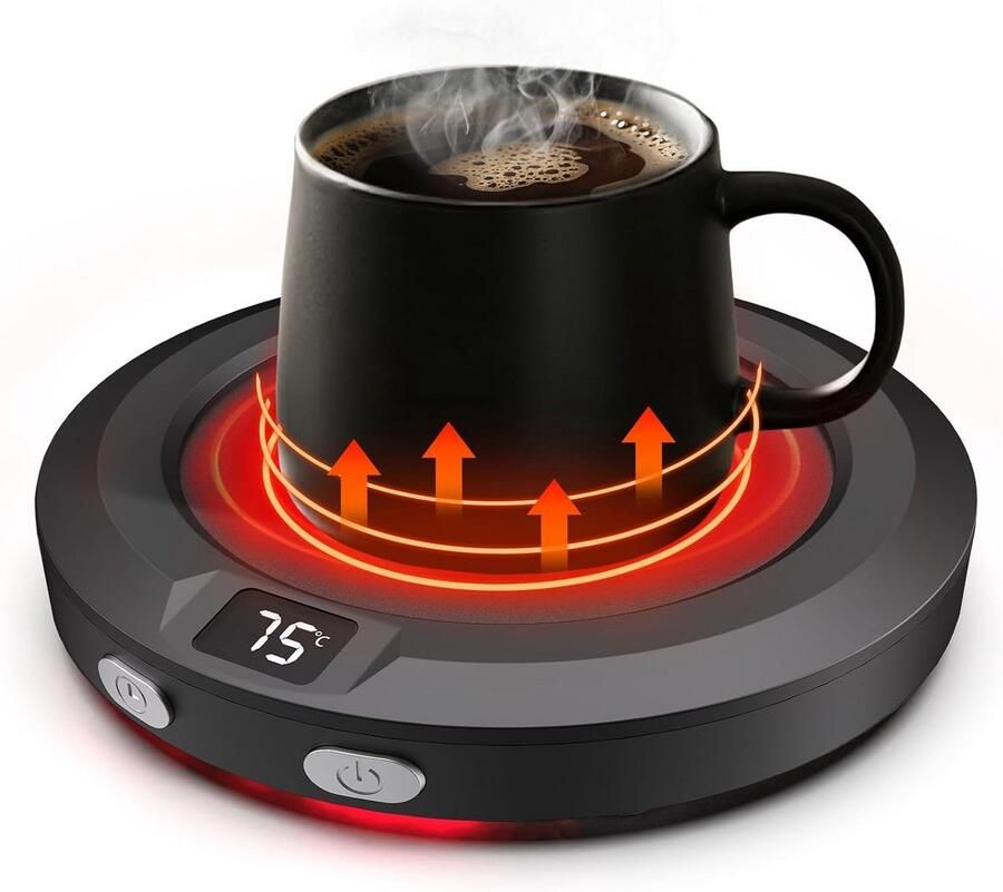 Kopjesverwarmer zwart elektrisch warmhoudplaat voor koffie thee