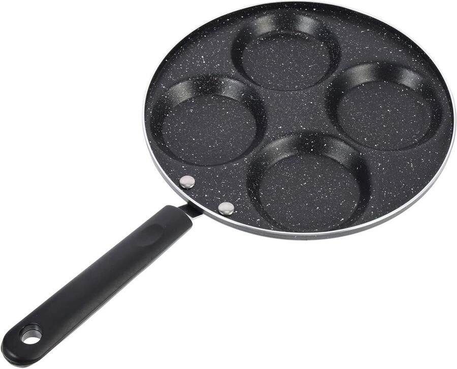 Eierkoekenpan Koekenpan Pannenkoeken Ontbijt Maken Antiaanbaklaag 4 Gaten Zwart