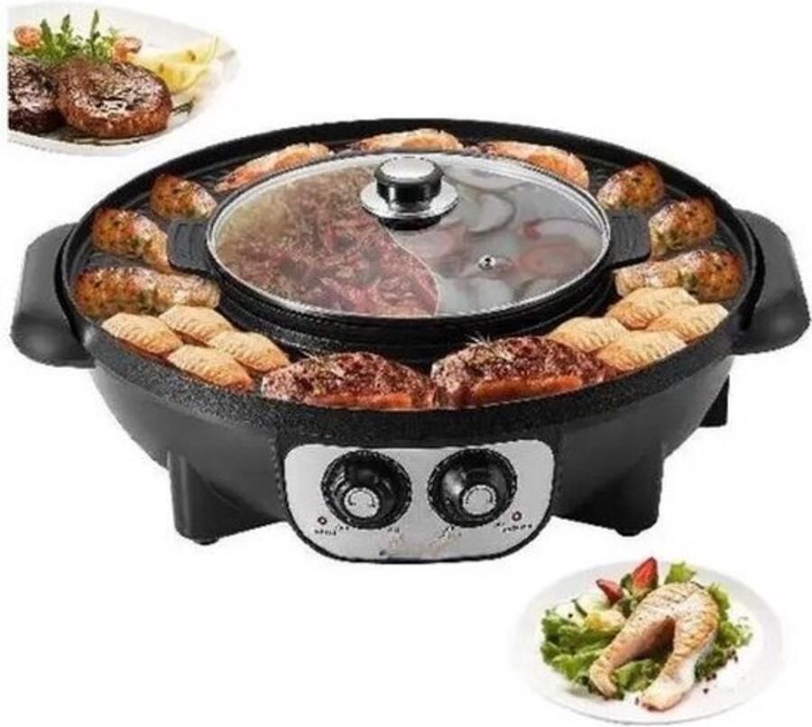 Koreaanse barbecue en hotpot Koreaanse grillplaat Zwart Met deksel