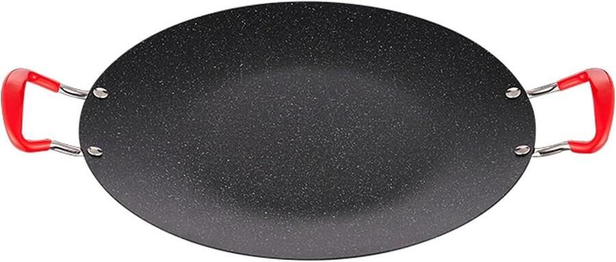 Koreaanse BBQ Grill Pan Gietijzeren Grillplaat Buiten Koken Antiaanbaklaag 30 cm Zwart