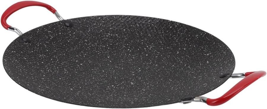 Koreaanse BBQ Grill Pan Ronde Grillplaat Buiten Koken Non-stick Oppervlak 30 cm Zwart