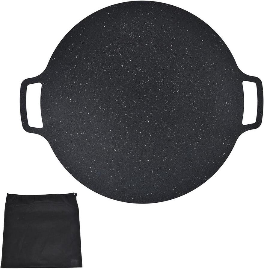 Koreaanse BBQ Grillpan Ronde Bakplaat Buitengrillen Anti-aanbaklaag 41 cm Zwart