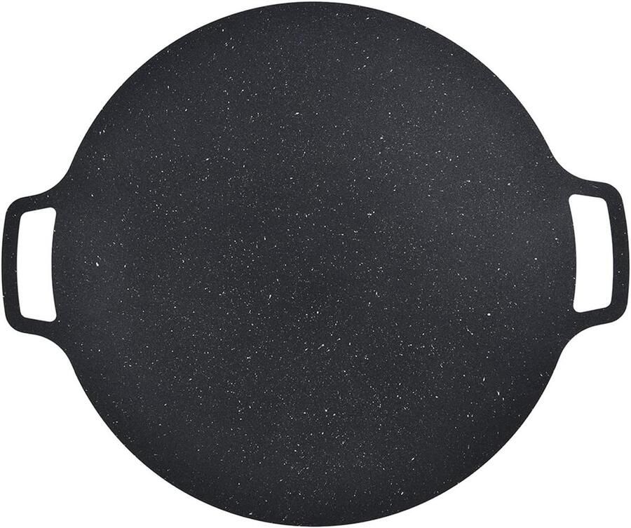 Koreaanse BBQ Grillpan Ronde Grillplaat Buiten Koken Ijzeren Anti Aanbak 30 cm Zwart