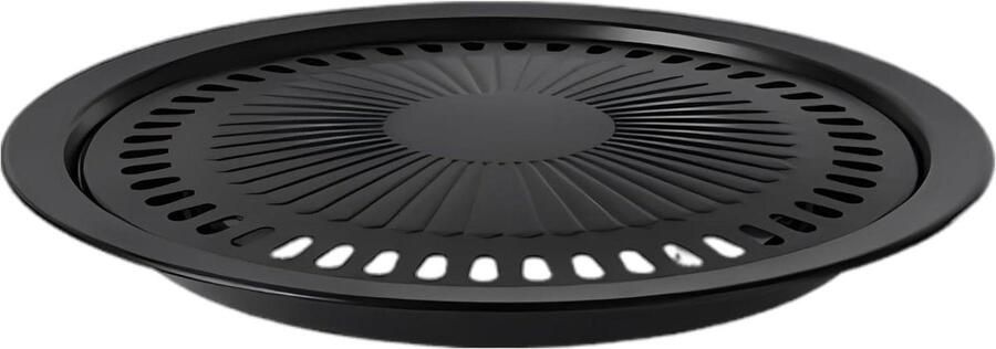 Koreaanse BBQ Pan Grillplaat Bakplaat Buiten Koken Olie Afvoer Ontwerp 30 cm Zwart
