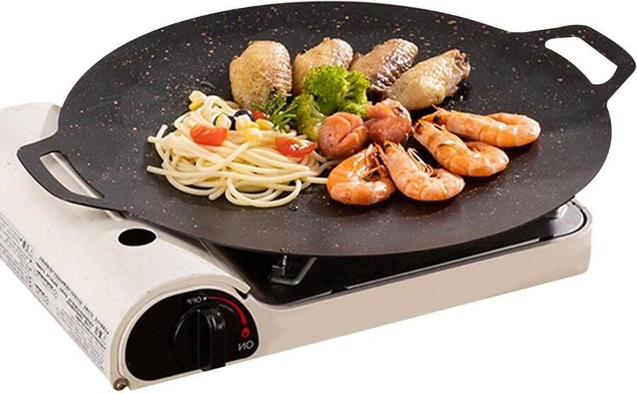 Koreaanse Grill Pan Bakplaat Inductie Vlees Grillen Antiaanbaklaag 28 cm Zwart