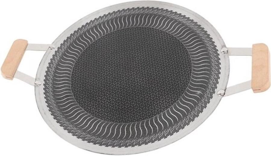 Koreaanse Grillpan BBQ Bakplaat Binnen en buiten koken Antiaanbaklaag 34cm Zwart
