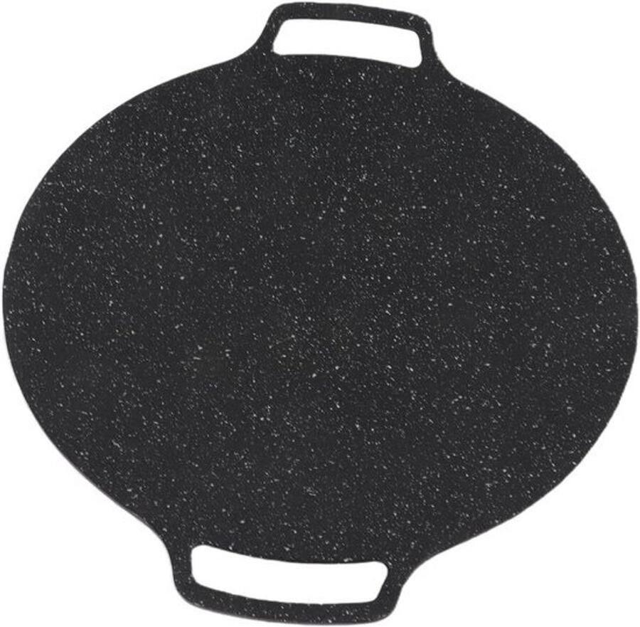 Koreaanse Grillpan BBQ Bakplaat Buiten Koken Antiaanbaklaag Coating 38 cm Zwart