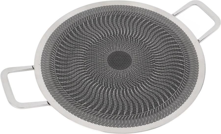 Koreaanse Grillpan BBQ Bakplaat Gezellig Barbecueën Antiaanbaklaag 38cm Zilver