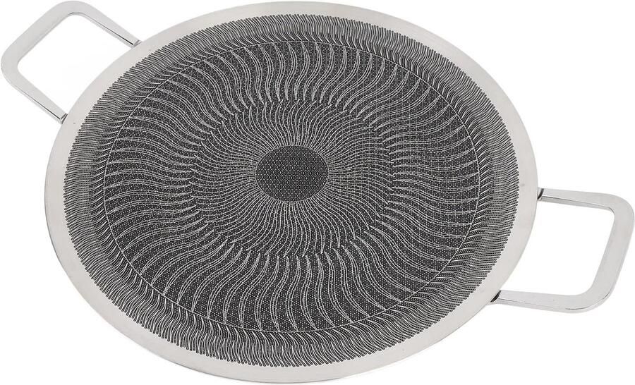 Koreaanse Grillpan BBQ Bakplaat Gezellig Grillen Antiaanbaklaag 34cm Zilver