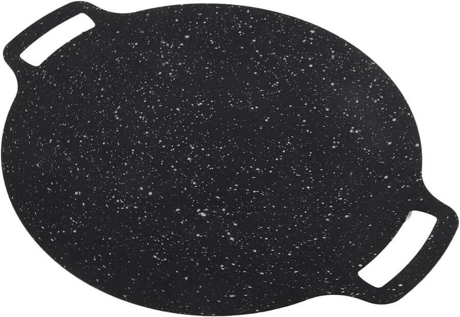 Koreaanse Grillpan BBQ Bakplaat Ronde Pan Buiten Koken Maifan Steen Materiaal 28 cm Zwart