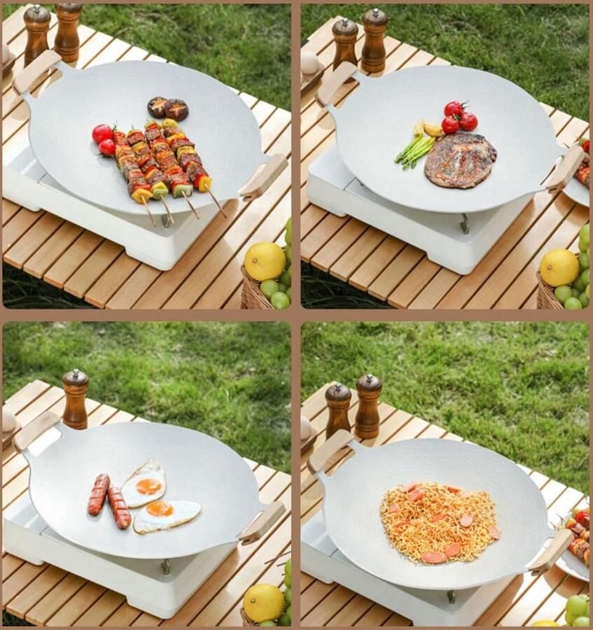 Koreaanse Grillpan BBQ Plaat Binnen Buiten Koken Antiaanbaklaag 34 cm Zwart