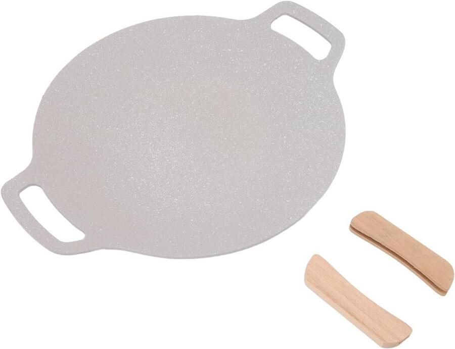 Koreaanse Grillpan BBQ Plaat Binnen en Buiten Koken Anti-aanbaklaag 34 cm Zwart