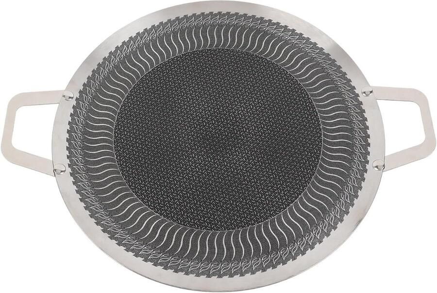 Koreaanse grillpan BBQ plaat Buiten koken Antiaanbaklaag 34 cm Zilver