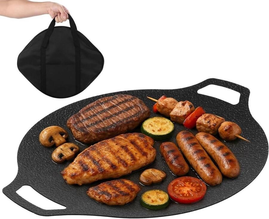 Koreaanse Grillpan Grillplaat BBQ Buiten Koken Getextureerde Antiaanbaklaag 335 cm Zwart