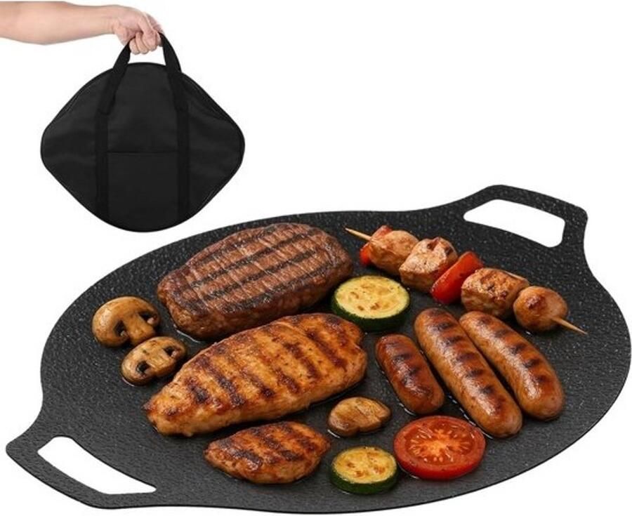 Koreaanse Grillpan Grillplaat Dienblad Buiten Koken Antiaanbaklaag 335 cm Zwart