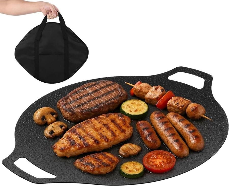 Koreaanse Grillpan Grillplaat Dienblad Buiten Koken Antiaanbaklaag 335 cm Zwart