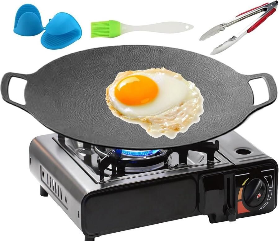 Koreaanse grillpan Non-stick kookgerei Buiten koken Dubbele handgrepen 28 32 38 cm Zwart
