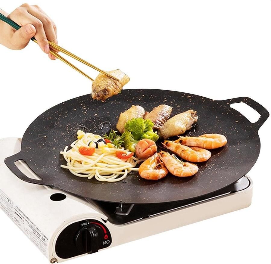 Koreaanse Grillpan Platte Bakplaat Buiten Koken Antiaanbaklaag 38 cm Multicolor