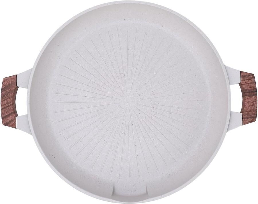 Koreaanse Grillpan Ronde Bakplaat Binnen en Buiten Koken Gelijkmatige Verwarming Lichtgewicht 1350g Zwart