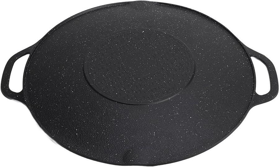 Koreaanse Grillpan Ronde Bakplaat Buiten Koken Dubbele Handgrepen 29 cm Metaal
