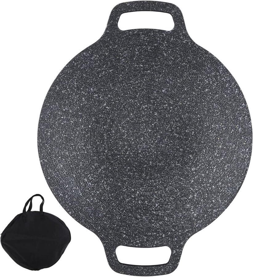 Koreaanse Grillpan Ronde Koekenpan Buiten Koken Anti-aanbak Coating 38 cm Zwart
